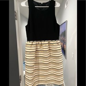 JCrew Black and Gold Striped Party Dress
